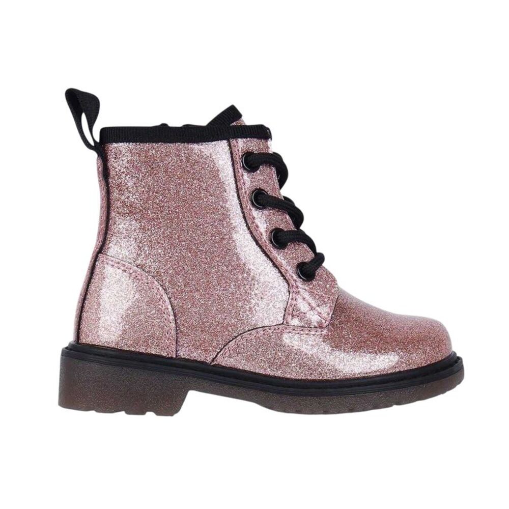 Miso Girls Brandi Glitter Side Zip Block Heel Ankle Boots / Pink